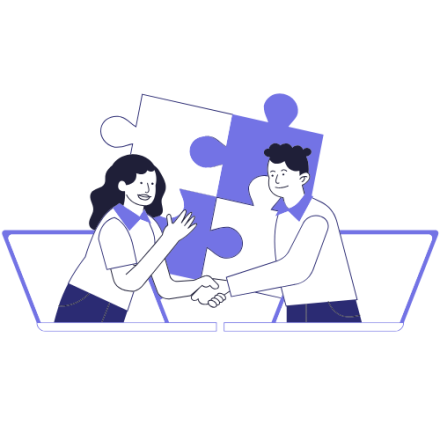 An illustration of two people shaking hands.