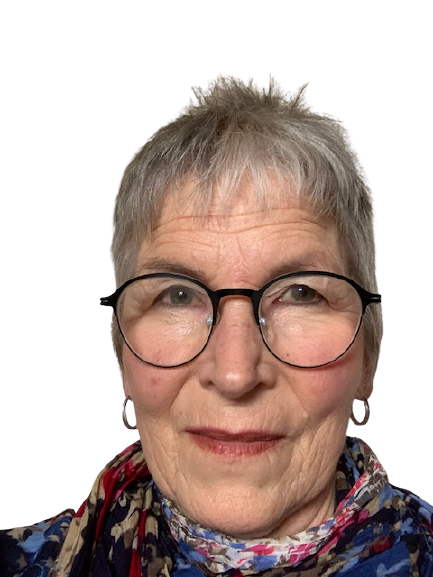 "Profile photo of Marjory, a mature-age white woman with short greying hair and glasses, who is looking towards the camera."