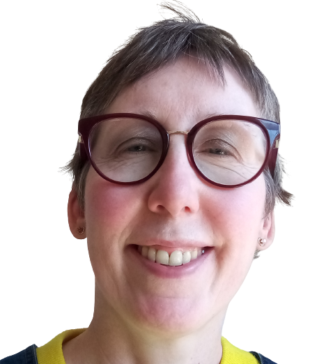 "Profile photo of Laura, a white woman with light brown hair and glasses, who is smiling at the camera."